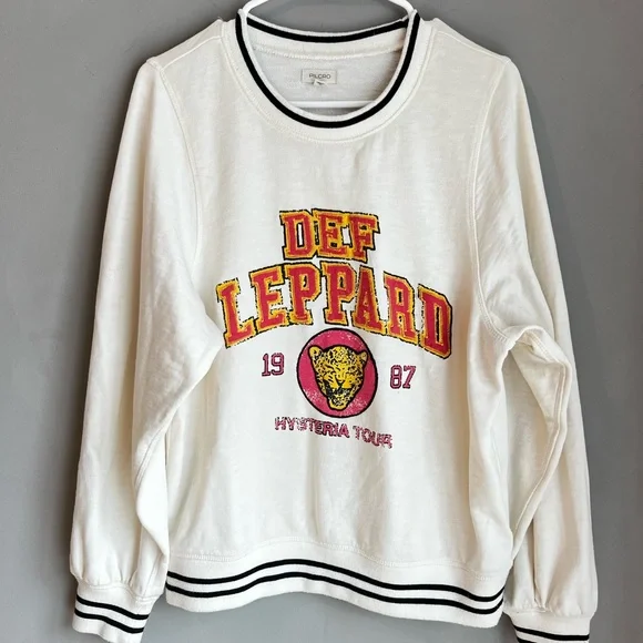 Pilcro Def Leppard Hysteria Tour Sweatshirt Oversized XS 100% Cotton - Picture 1 of 10
